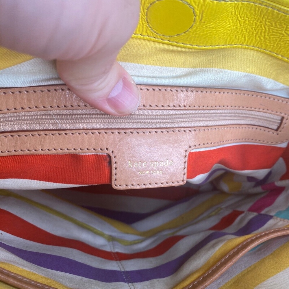 Kate Spade New York- Yellow Leather Small Shoulder Tote w/Tan Leather Handles - Picture 3 of 12